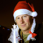 Celebrities wearing santa hats